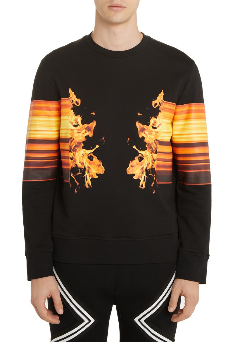 Flame Graphic Sweatshirt, Main, color, BLACK/ ORANGE