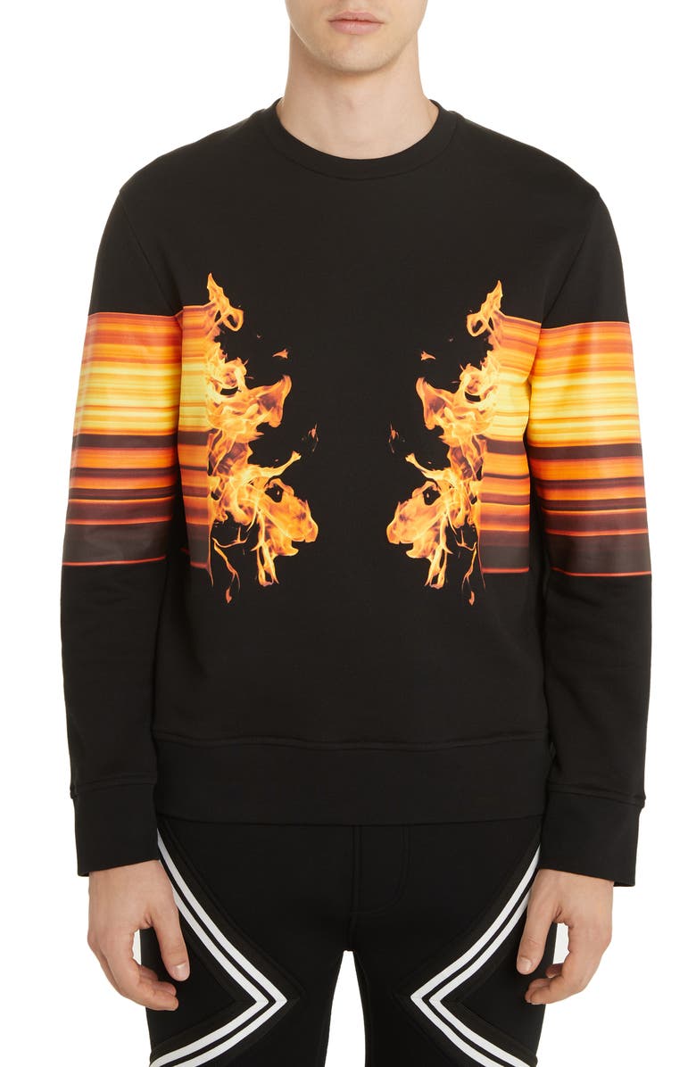 Neil Barrett Flame Graphic Sweatshirt, Main, color, 