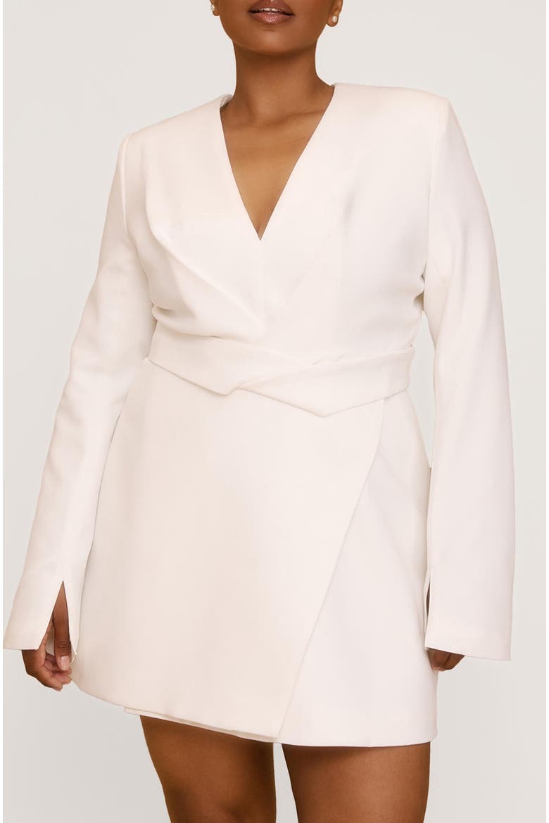 Wrap Front Blazer Dress, Alternate, color, White