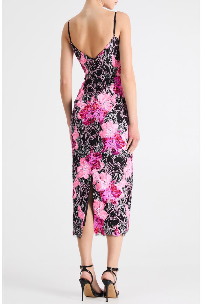 Emilia Sequin Sleeveless Midi Dress, Alternate, color, BLACK/ PINK