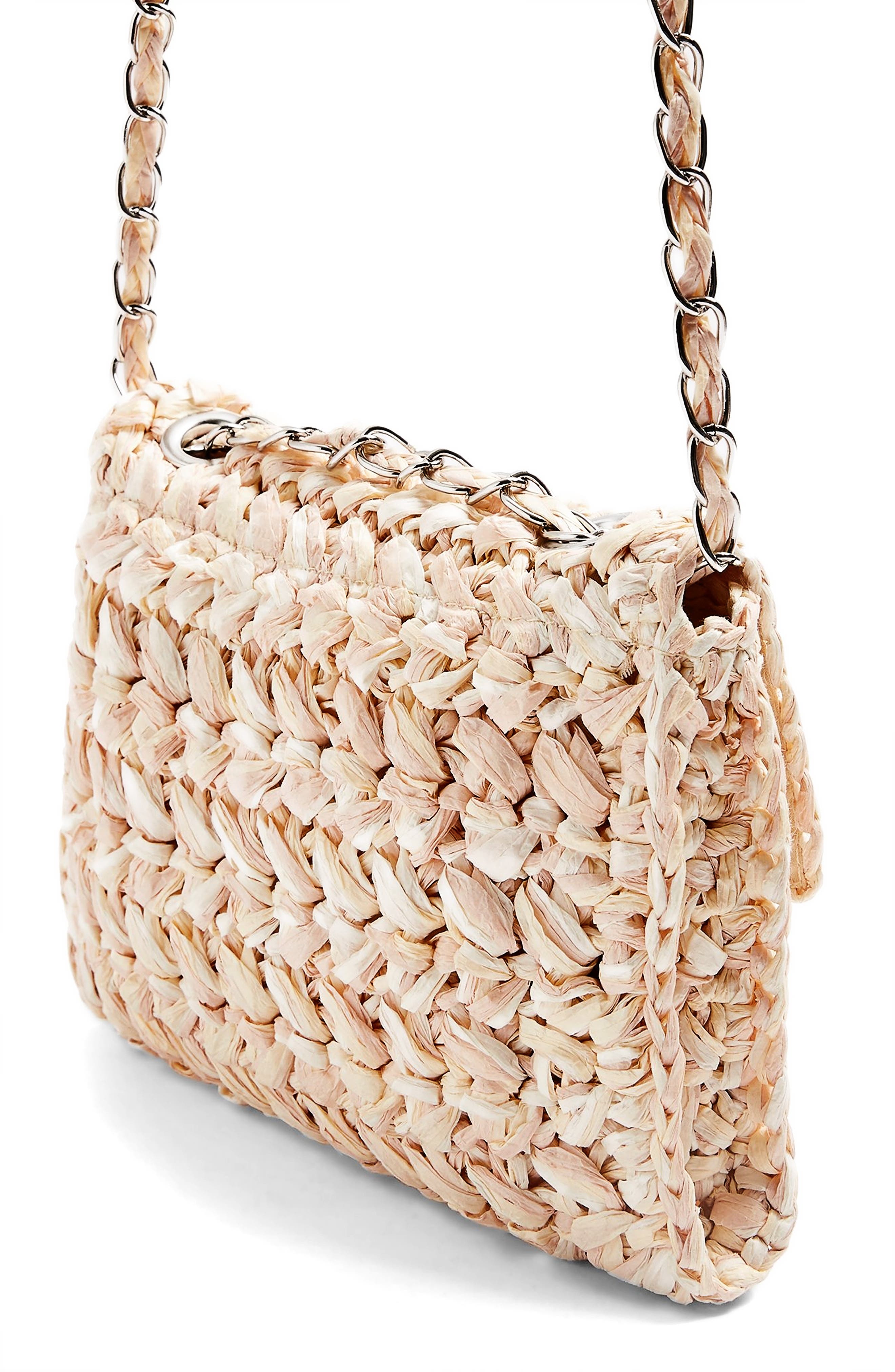Topshop Fiji Woven Straw Shoulder Bag, Alternate, color, 