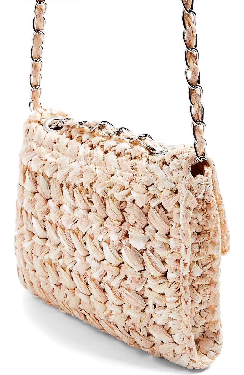 Topshop Fiji Woven Straw Shoulder Bag, Alternate, color,