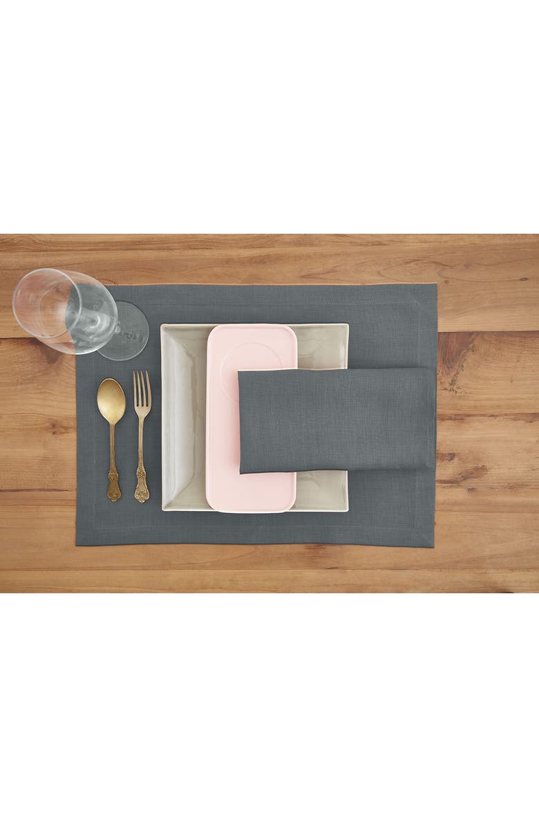 Solino Home Linen Dinner Napkins - Fete, 20" x 20" Inch, Alternate, color, Lava Smoke
