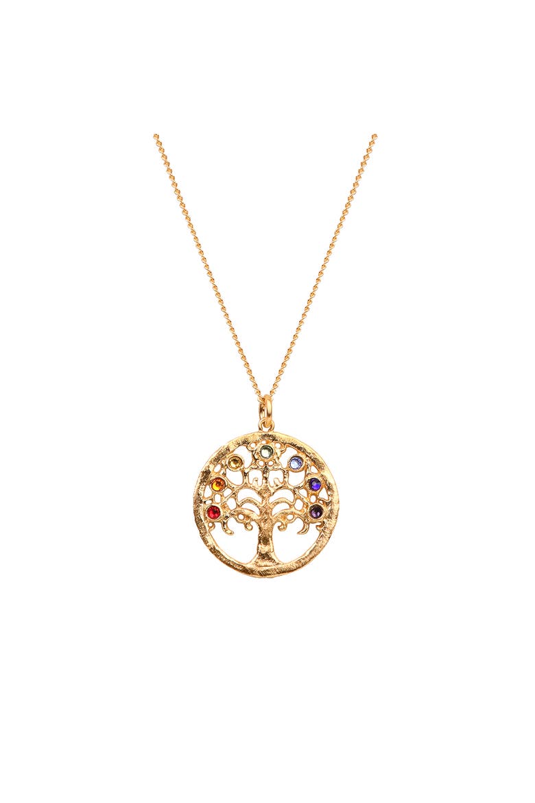Mindful Alignment - Chakra Tree Of Life Charm Necklace, Main, color, Gold/multicolor