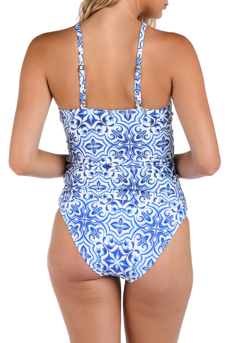 Alboran High Neck Keyhole Tankini, Alternate, color, BLUE