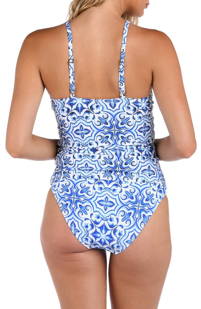 La Blanca Alboran High Neck Keyhole Tankini, Alternate, color, Blue