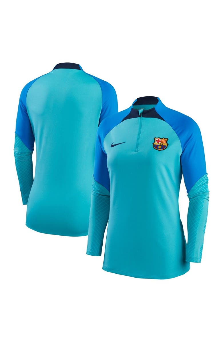 Nike Women's Nike Turquoise Barcelona Strike Drill Raglan Performance Quarter-Zip Top, Main, color, 