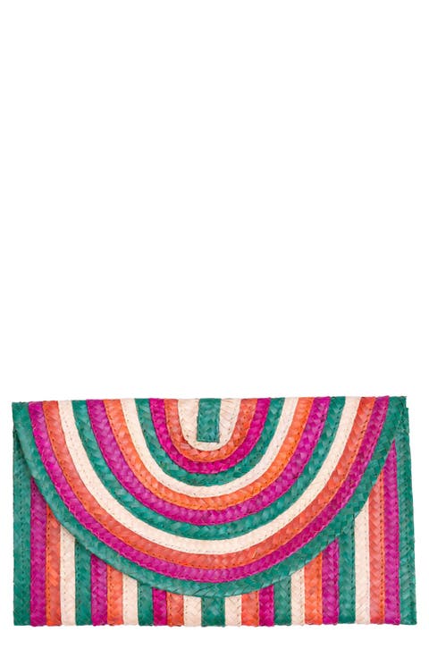 Brooke Striped Raffia Clutch