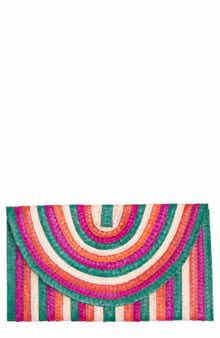 Jelavu Brooke Striped Raffia Clutch
