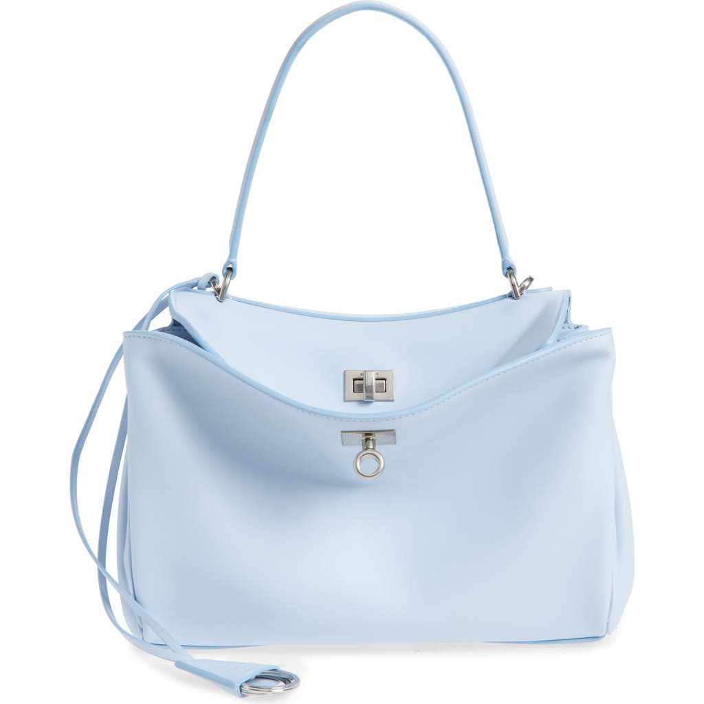 Balenciaga Rodeo Small Ostrich Top Handle Bag In Blue
