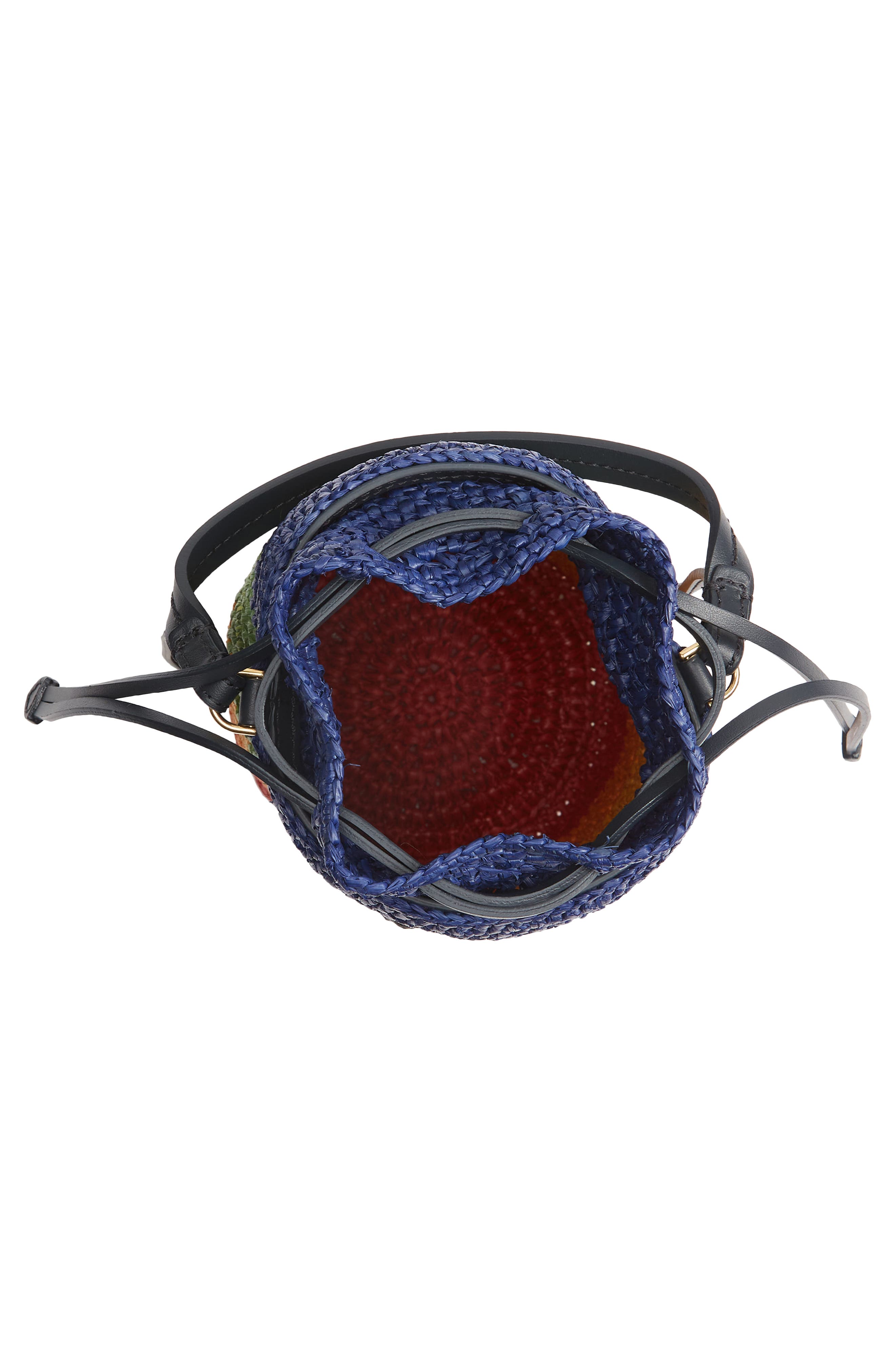 Anya Hindmarch Mini Eyes Raffia Cylinder Crossbody Bag, Alternate, color, 