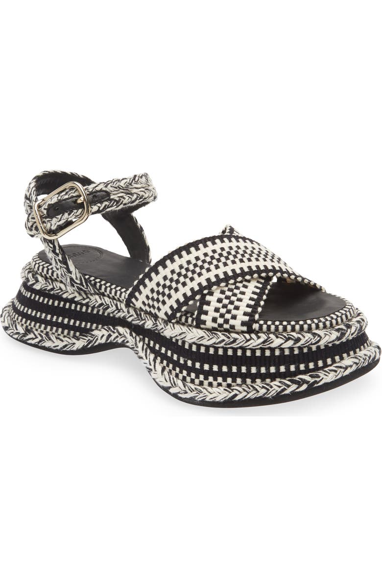 Chloé Meril Woven Platform Sandal, Main, color, White/ Black
