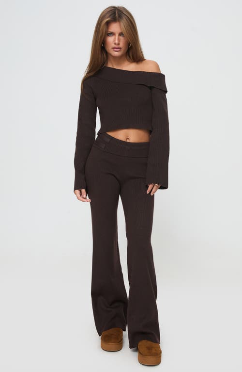 Princess Polly Try Me Wide Leg Knit Pants In Chocolate
