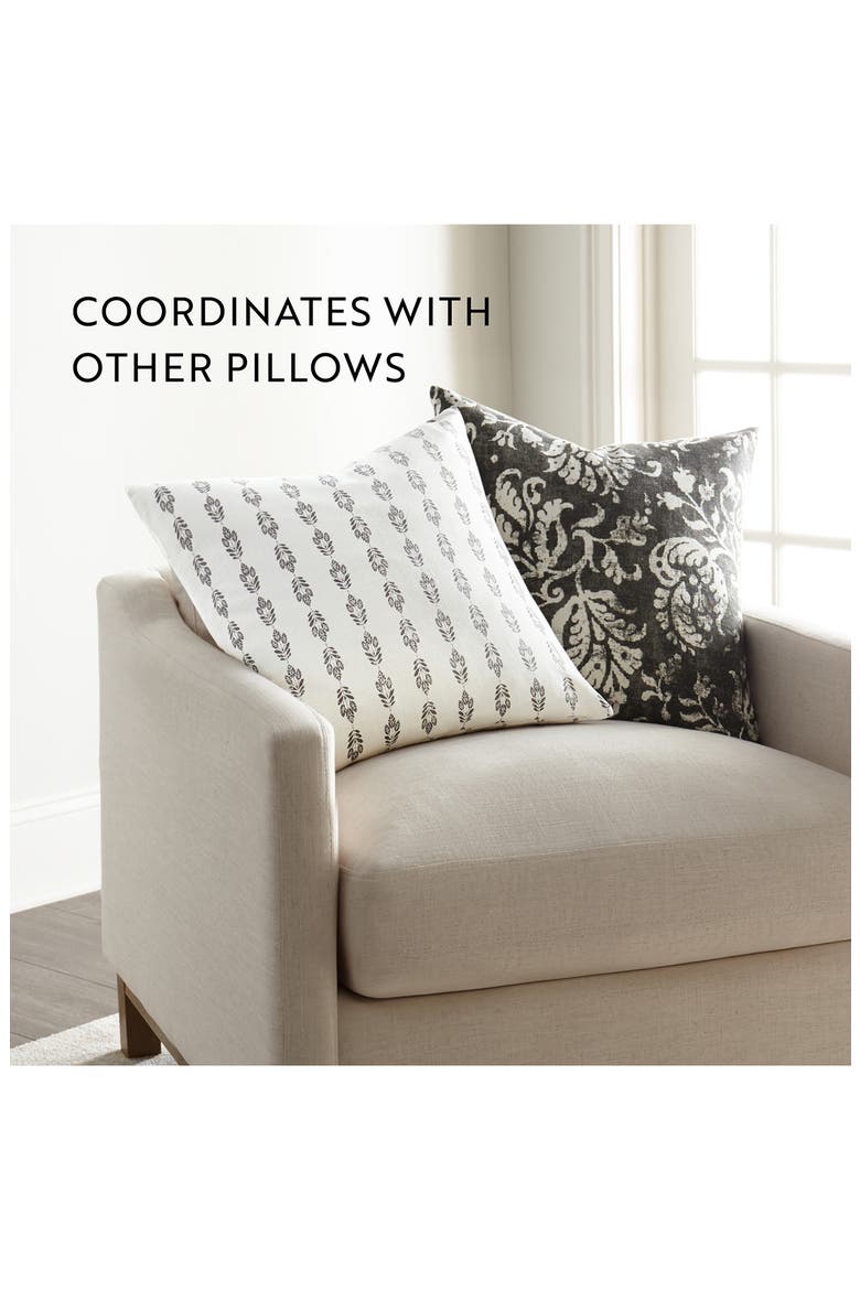 Distressed Floral Cotton Throw Pillow, Alternate, color, CHARCOAL