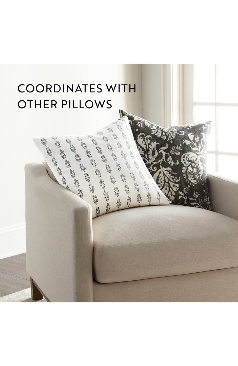 HOMESPUN Distressed Floral Cotton Throw Pillow, Alternate, color, Charcoal