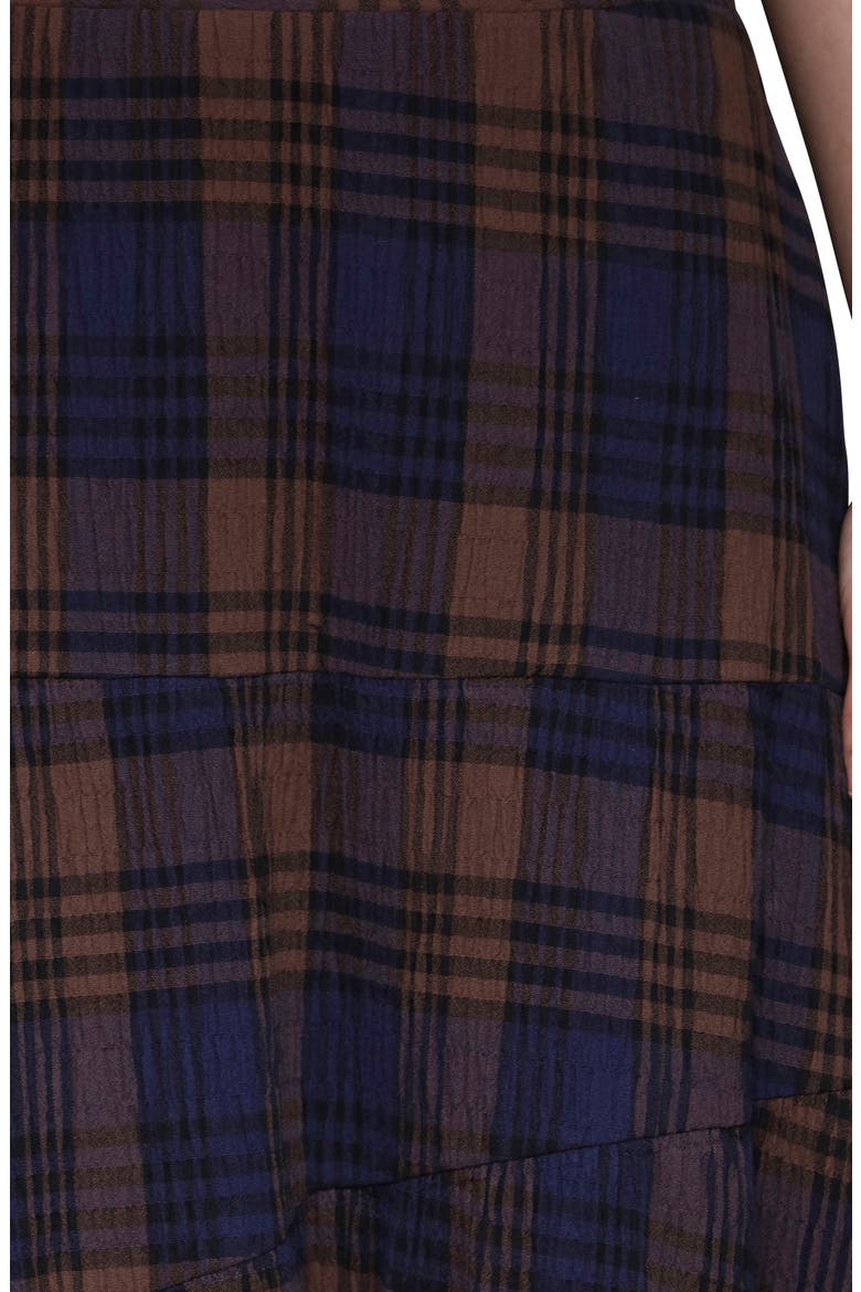 Plaid Cotton Tiered Maxi Skirt, Alternate, color, BROWN MULTI