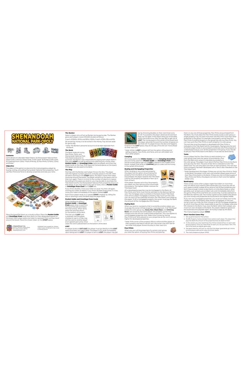 Shenandoah National Park Opoly, Alternate, color, Multicolor