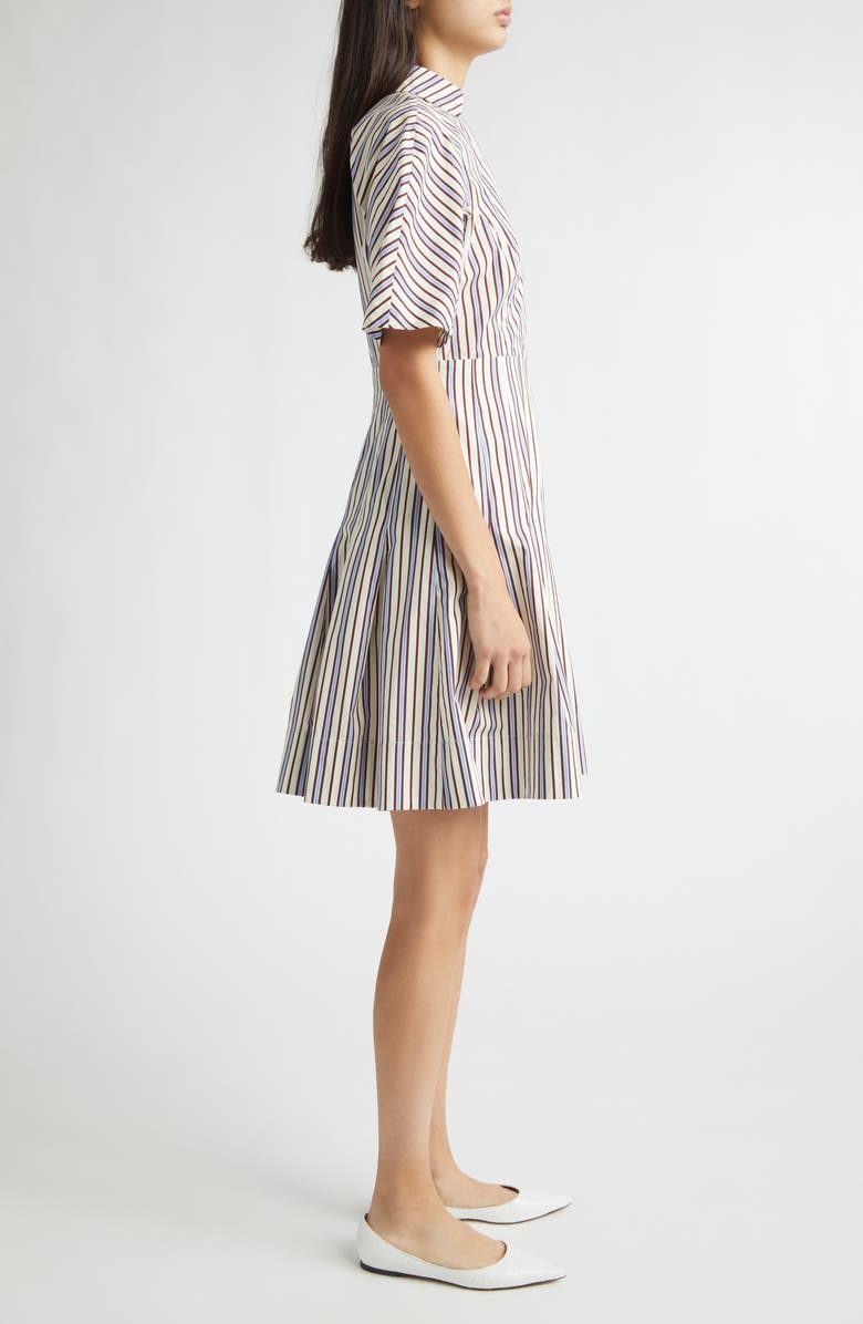 Lela Rose Stripe Cotton Dress, Alternate, color, Cream Multi