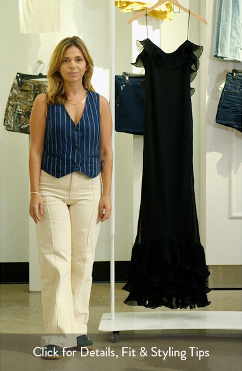 Delina Ruffle Open Back Mermaid Gown, sales video thumbnail