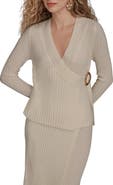 Donna Karan New York Rib Merino Wool Wrap Sweater