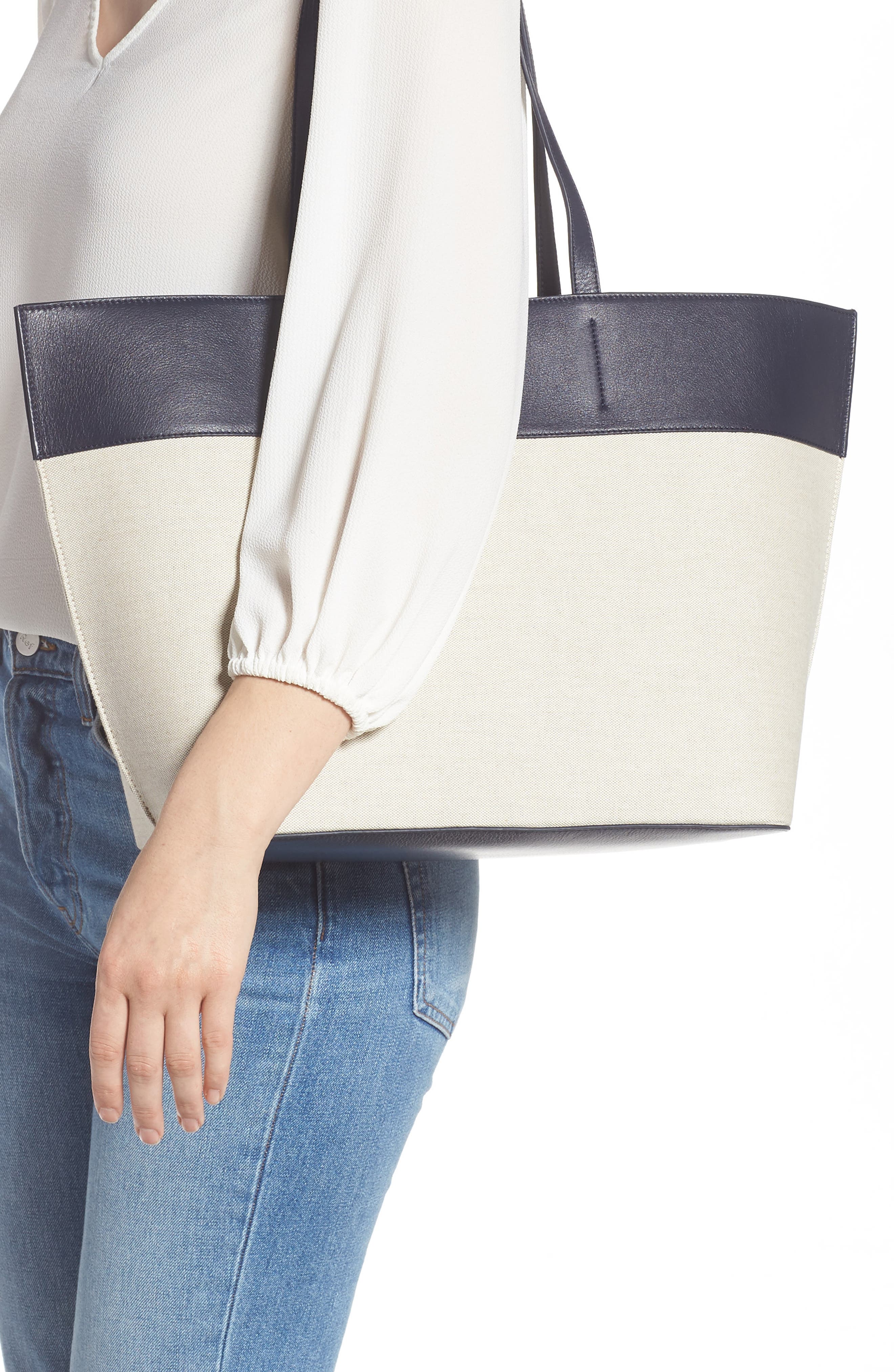 A.P.C. Totally Leather & Canvas Tote Bag, Alternate, color, 