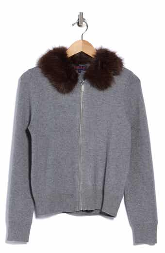 Faux Fur Collar Zip Sweater