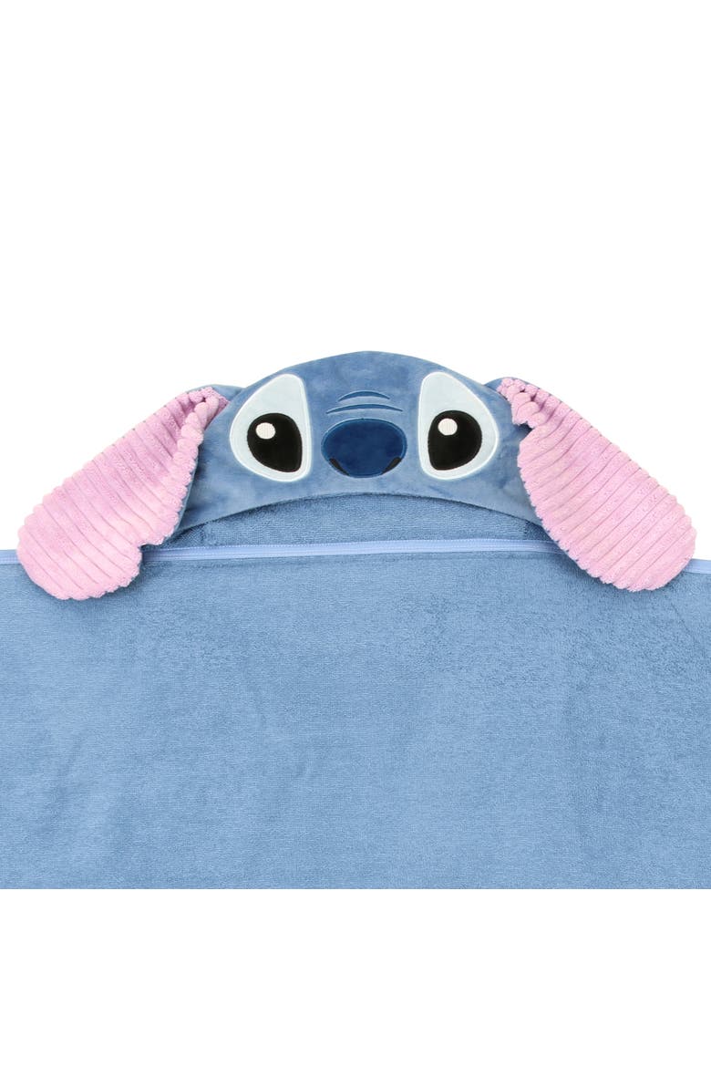 Disney Stitch Luxury Cotton Terry Hooded Baby Bath Towel, Alternate, color, Blue