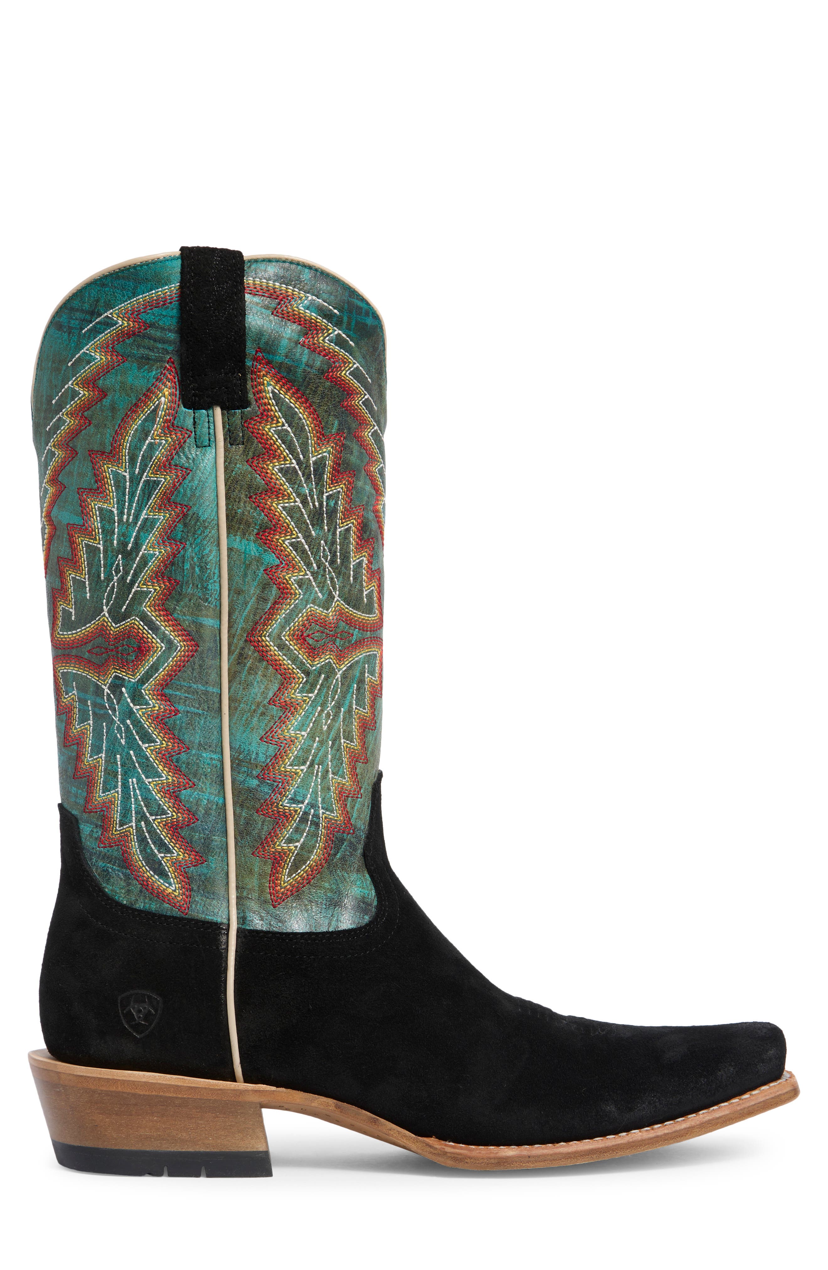 Futurity Showman Leather Cowboy Boot, Alternate, color, BLACK