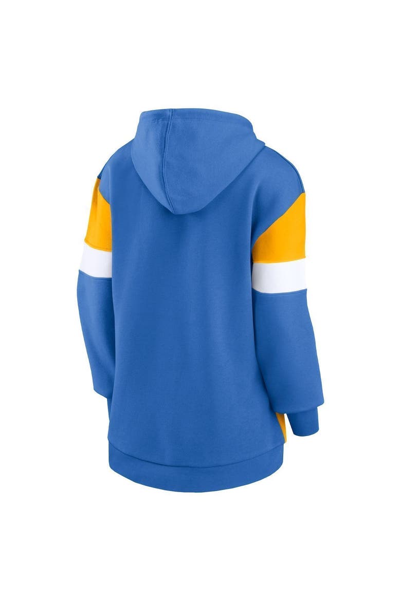 Women's Fanatics Branded Powder Blue/Gold Los Angeles Chargers Lock It Down Pullover Hoodie, Alternate, color, Powder Blue