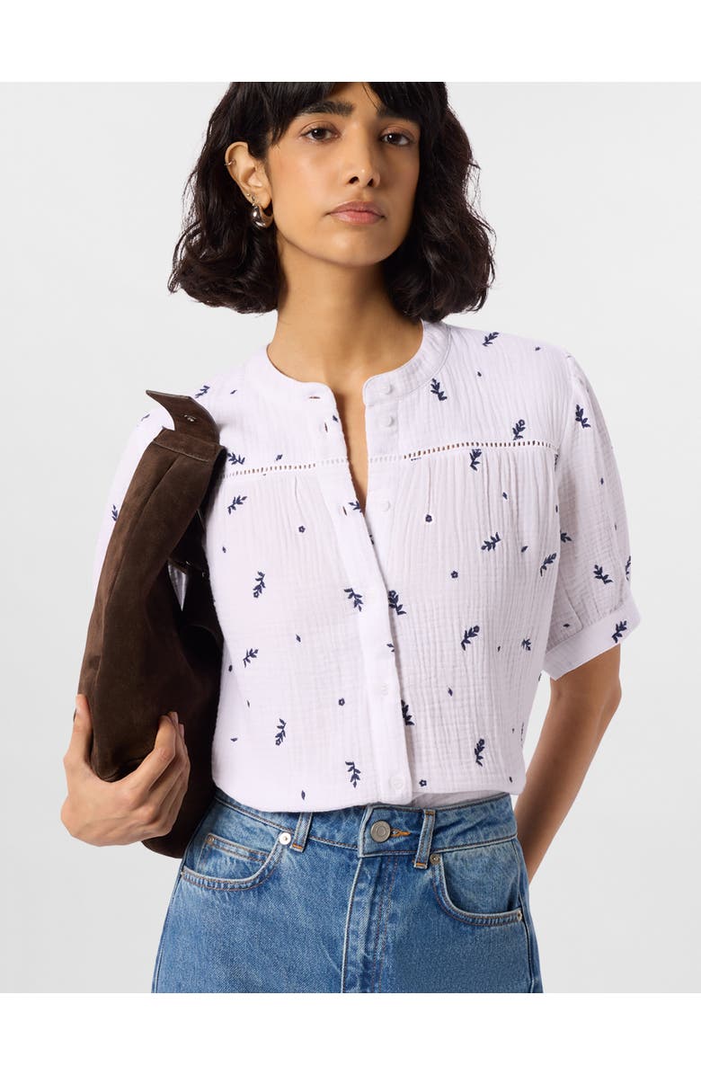 Whistles Embroidered Cotton Frill Top, Alternate, color, Ivory/Multi