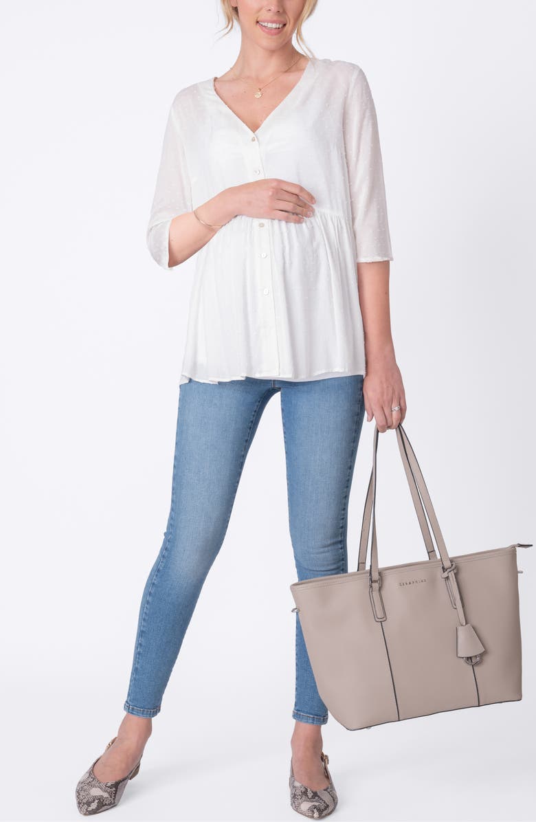 Seraphine Clip-Dot Chiffon Maternity/Nursing Top, Alternate, color, 