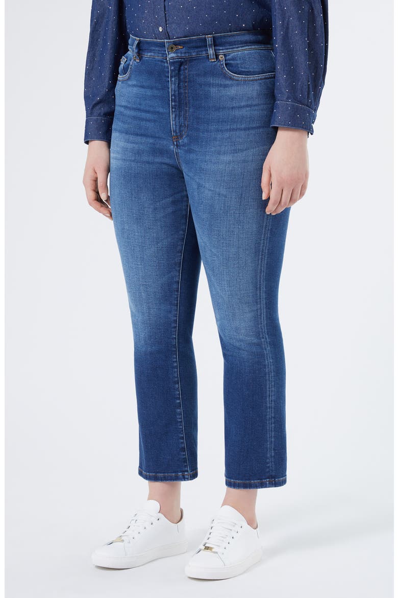 Madras Denim Ankle Jeans, Main, color, NAVY
