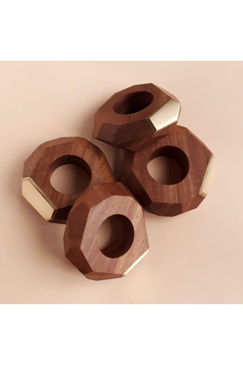 Dor+Kie Black Walnut and Brass Napkin Ring, Main, color, Black Walnut