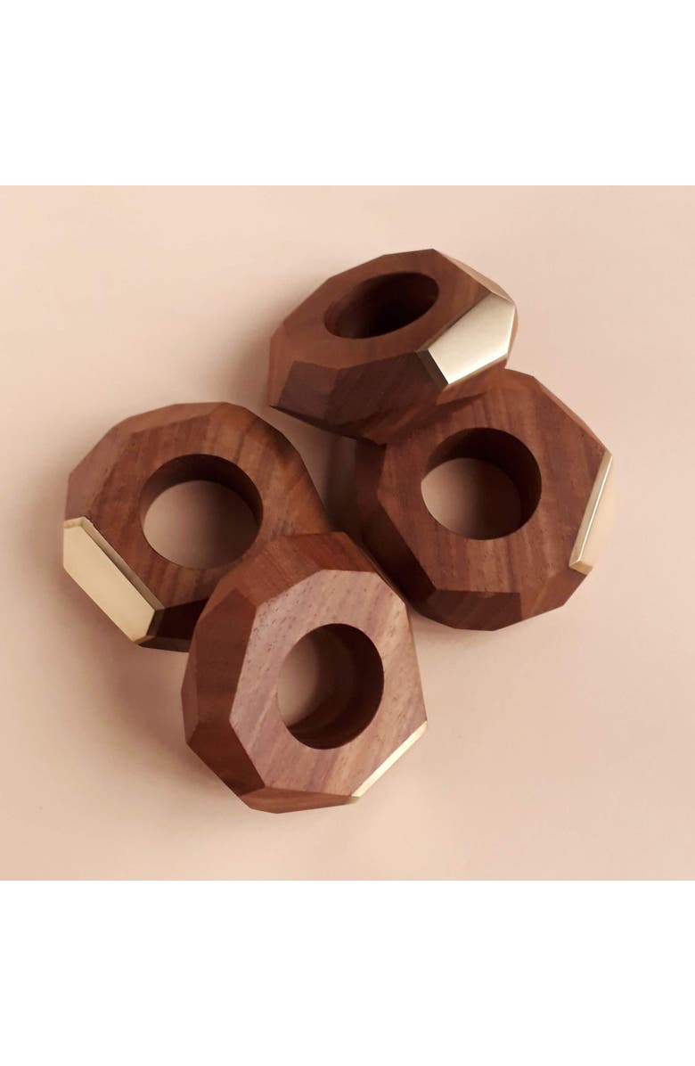kanju Interiors Dor+Kie Black Walnut and Brass Napkin Ring, Main, color, Black Walnut