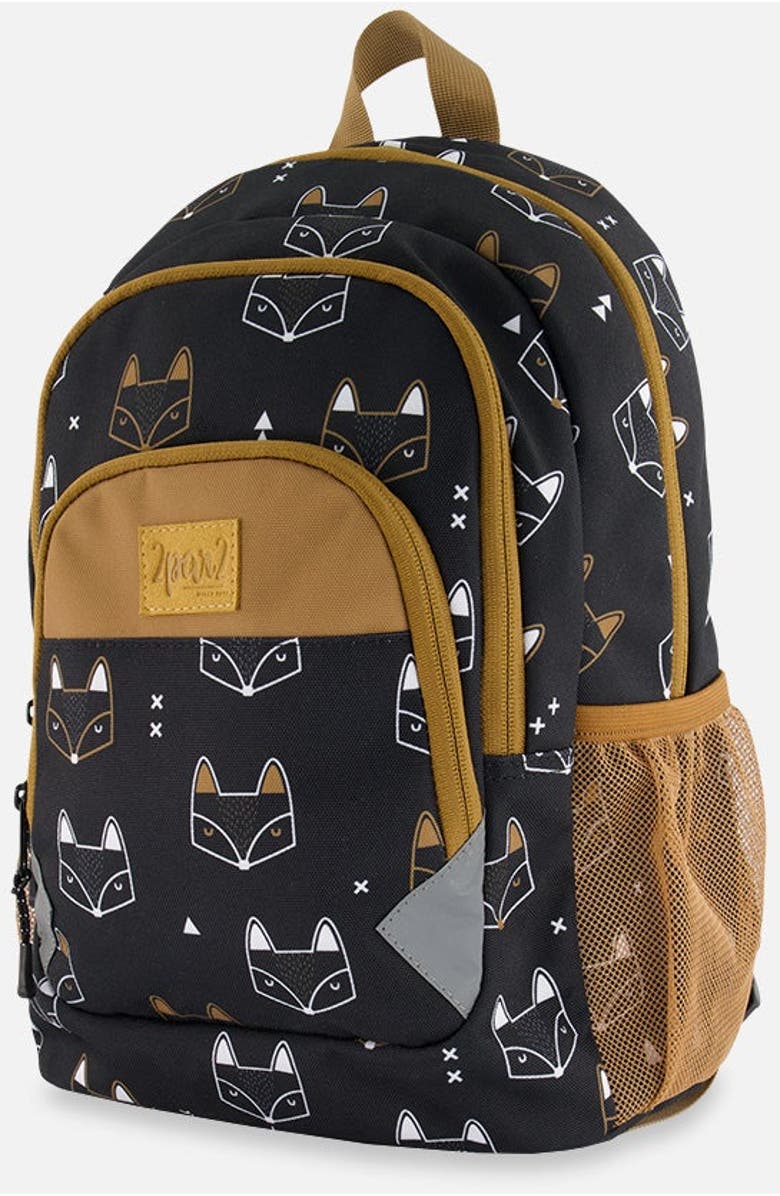 Deux par Deux Little Boy's Toddler Backpack Black Printed Fox, Alternate, color,