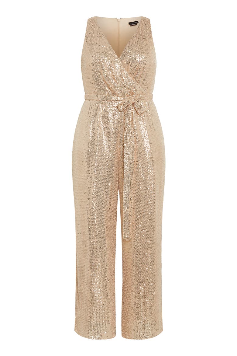 Dazzling Sequin Wide Leg Jumpsuit, Alternate, color, BRONZE