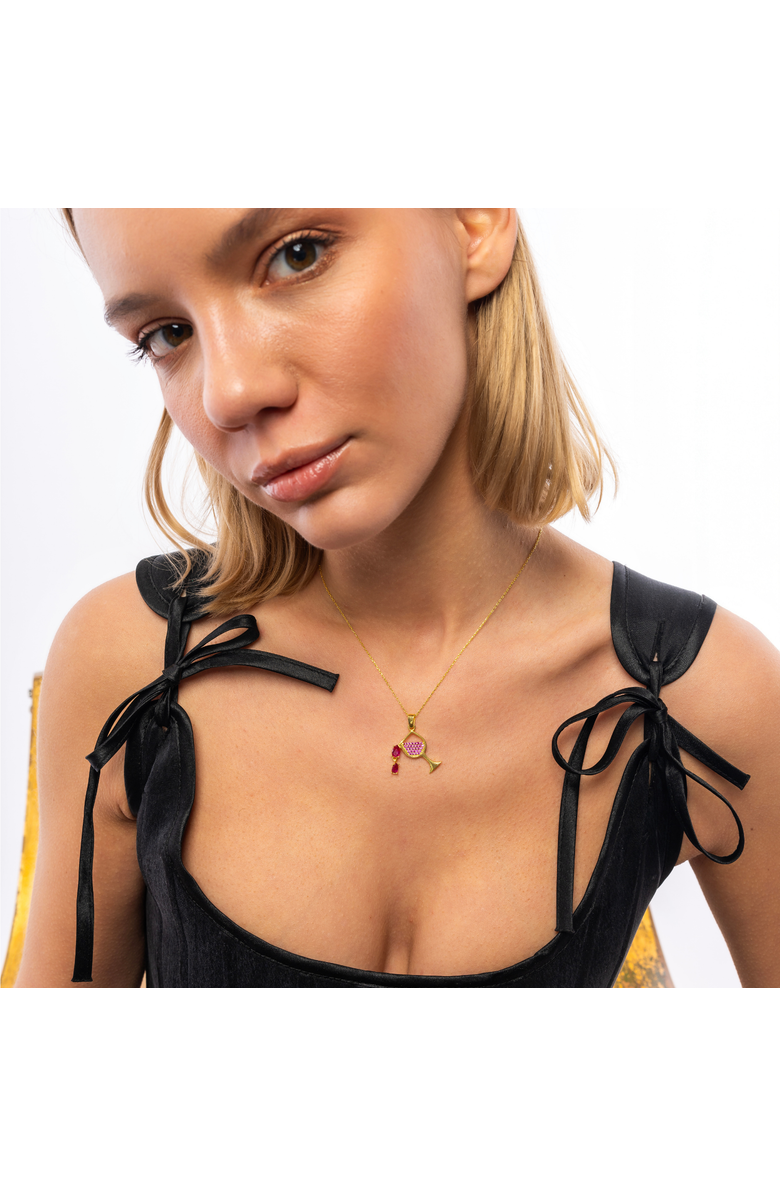 Spero London Red Wine Glass Sterling Silver Necklace, Alternate, color, Gold