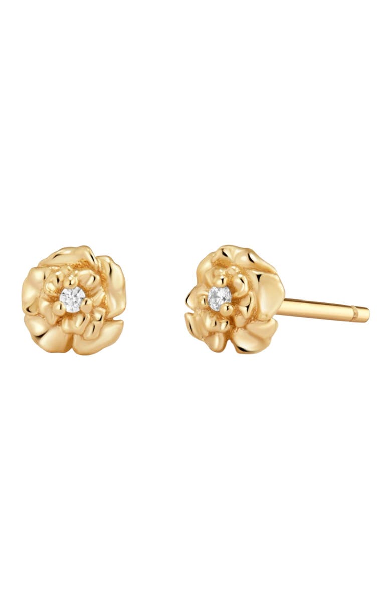 MADE BY MARY CZ Birth Flower Stud Earrings, Main, color, January - Gold Vermeil