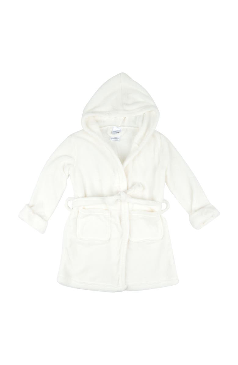 Leveret Kids Fleece Hooded Robe, Solid Colors, Alternate, color, Off White