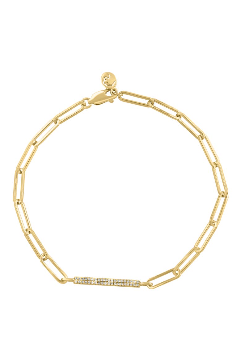 14K Gold Plated Sterling Silver Pavé Diamond Bar Bracelet - 0.11ct., Main, color, GOLD PLATED