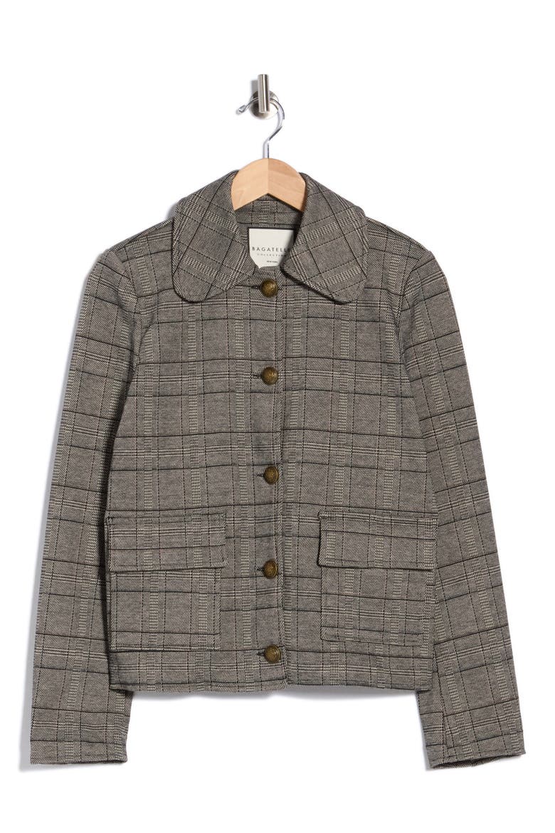 Plaid Cropped Jacket, Main, color, MOCHA TAUPE PLAID