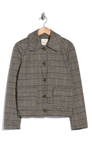 Bagatelle Plaid Cropped Jacket In Mocha Taupe Plaid