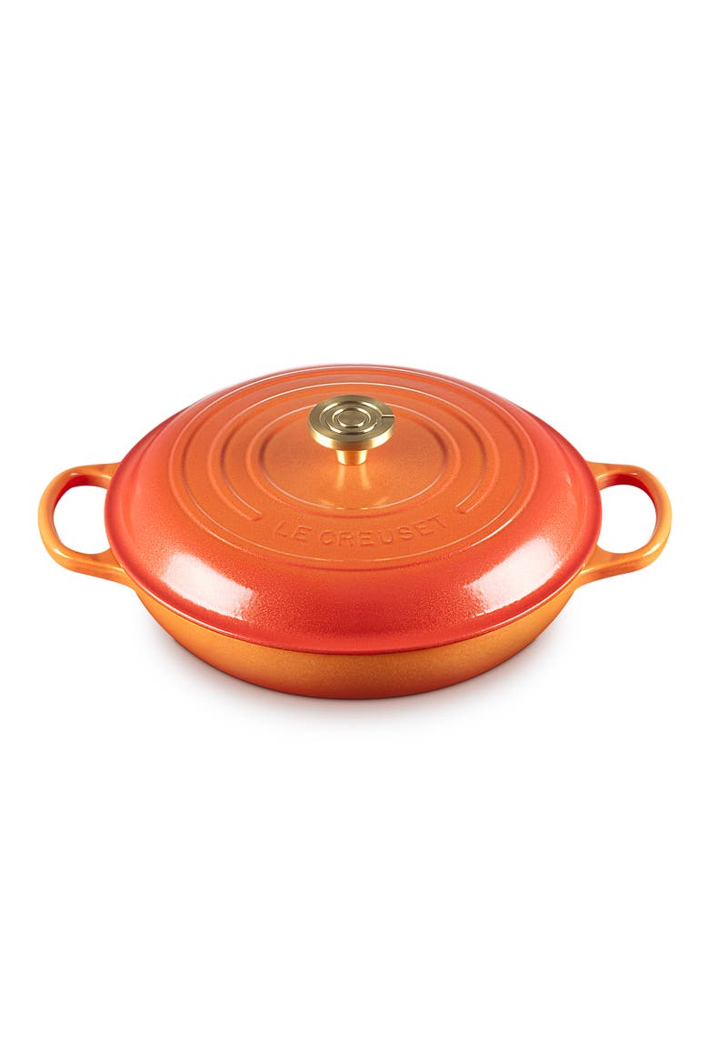 Signature Enameled Cast Iron Covered Braiser, Alternate, color, FLAMME DOREE