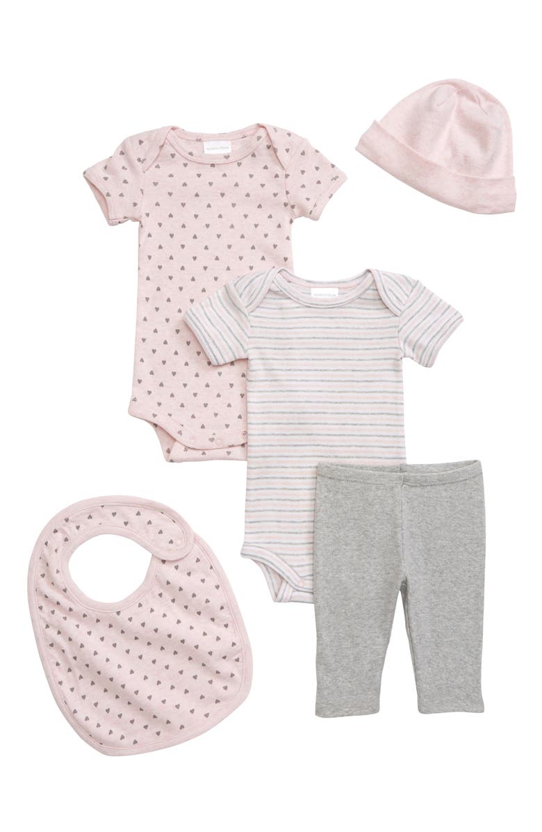 Nordstrom Baby 5-Piece Bodysuits, Leggings, Hat & Bib Set, Main, color, 