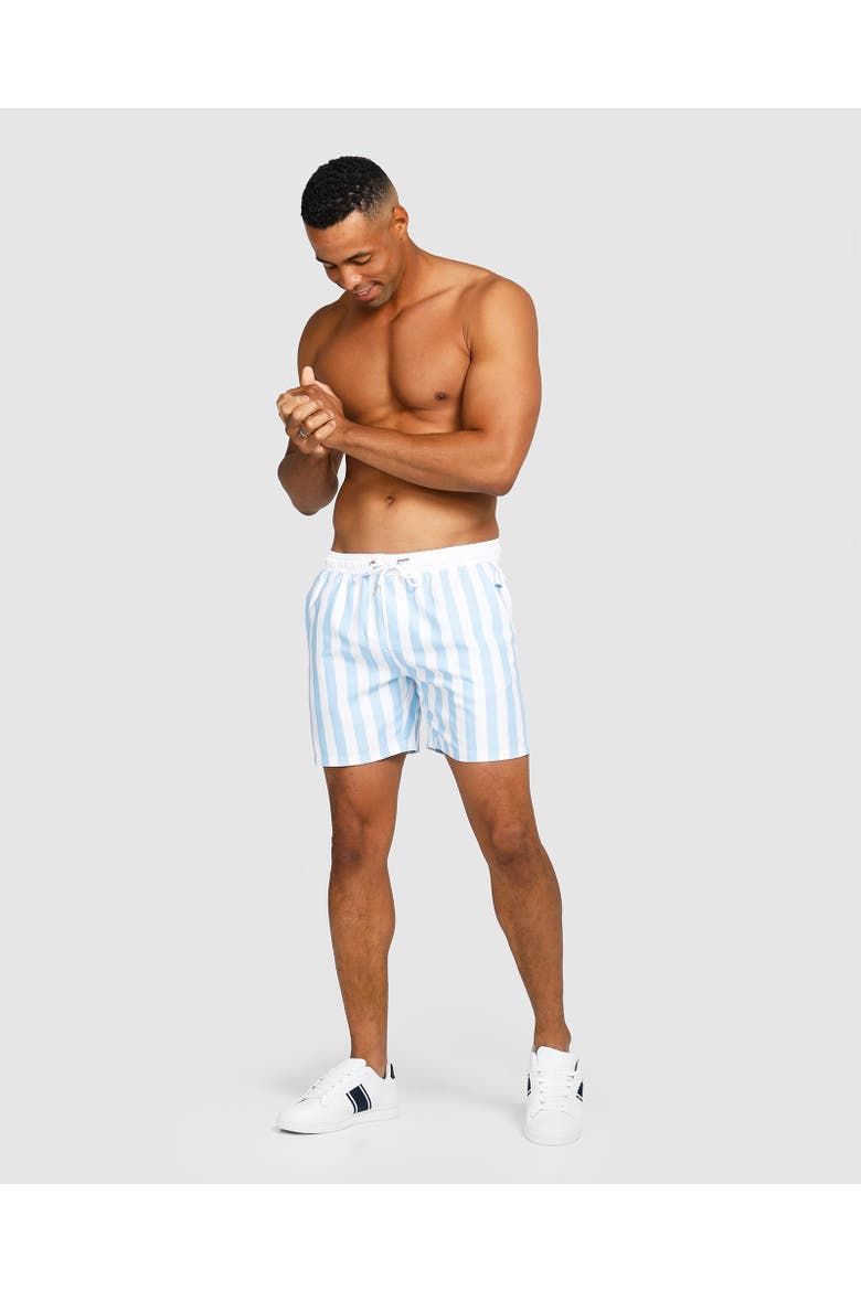 Mykonos Swim Short, Alternate, color, Pastel Blue & White Stripe