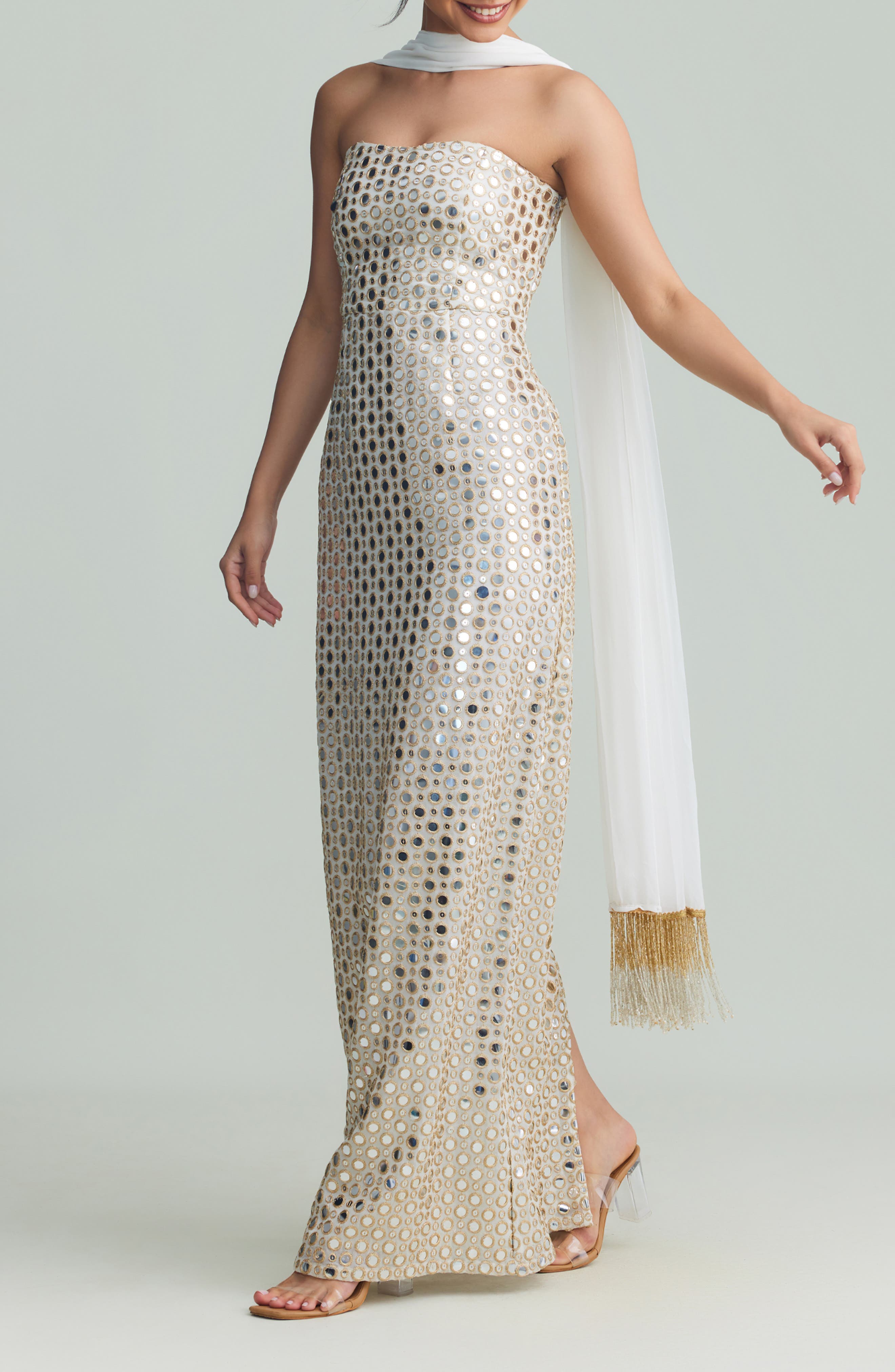 Julie Strapless Mirrored Column Gown - image 2