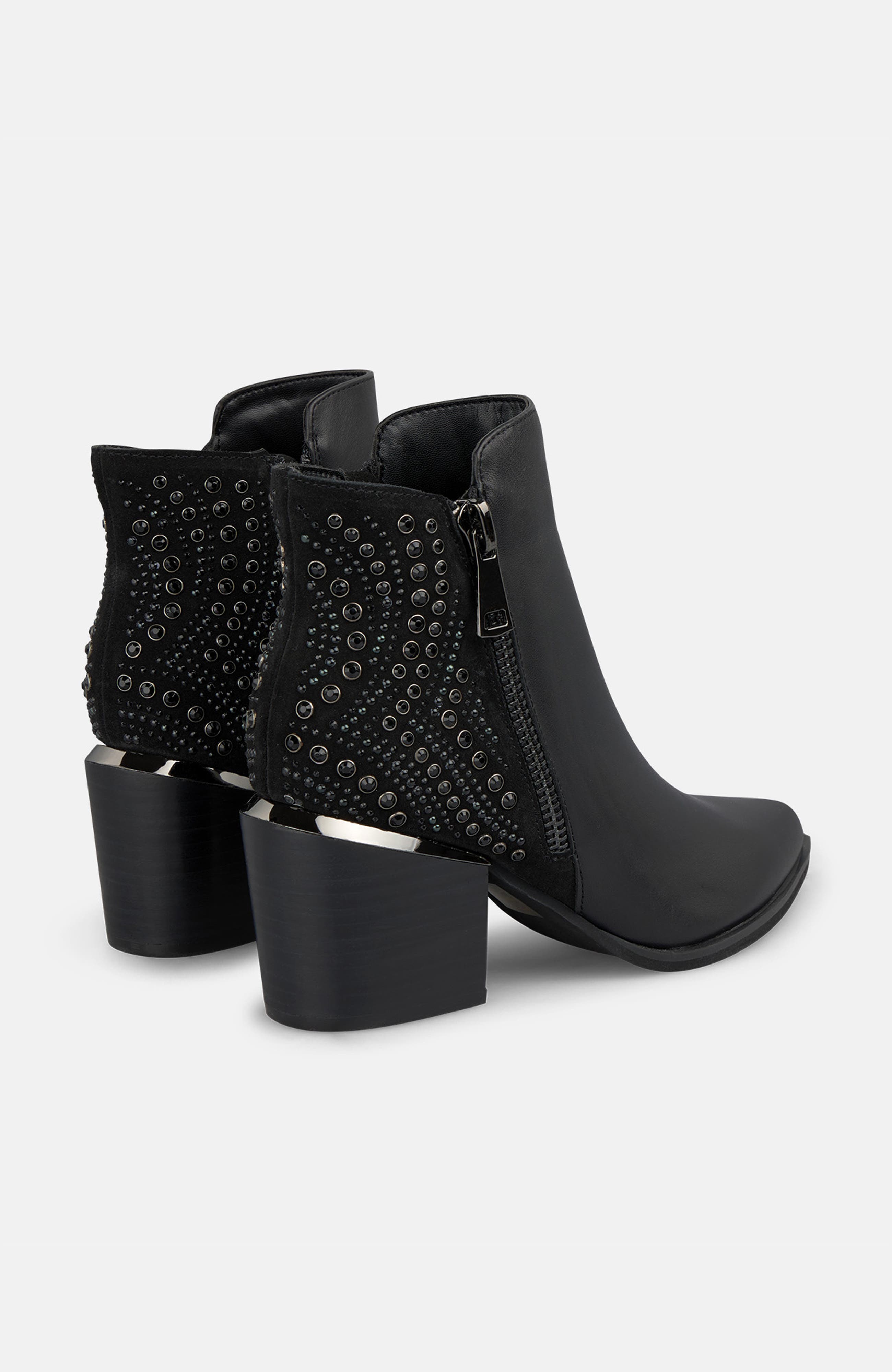 Heeled Bootie  Rhinestone Studs, Alternate, color, Black