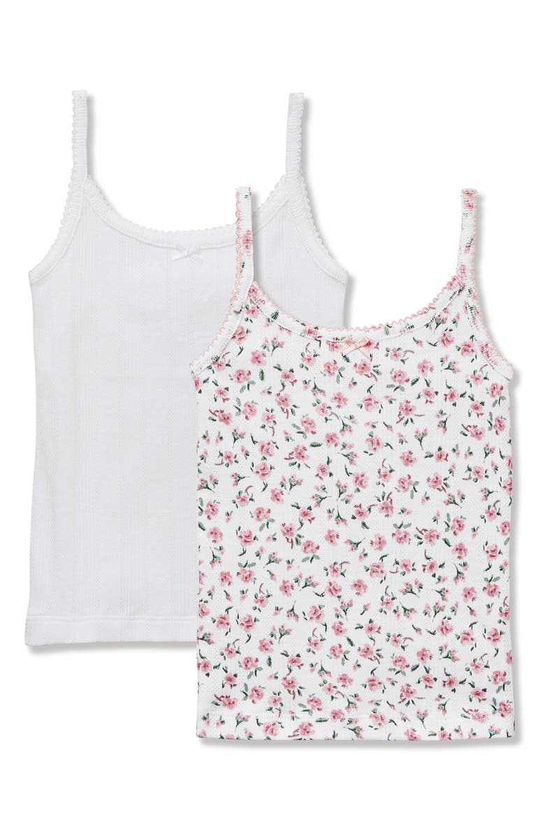Petite Plume Kids' 2-Pack Assorted Pima Cotton Pointelle Camisoles, Main, color, Pink