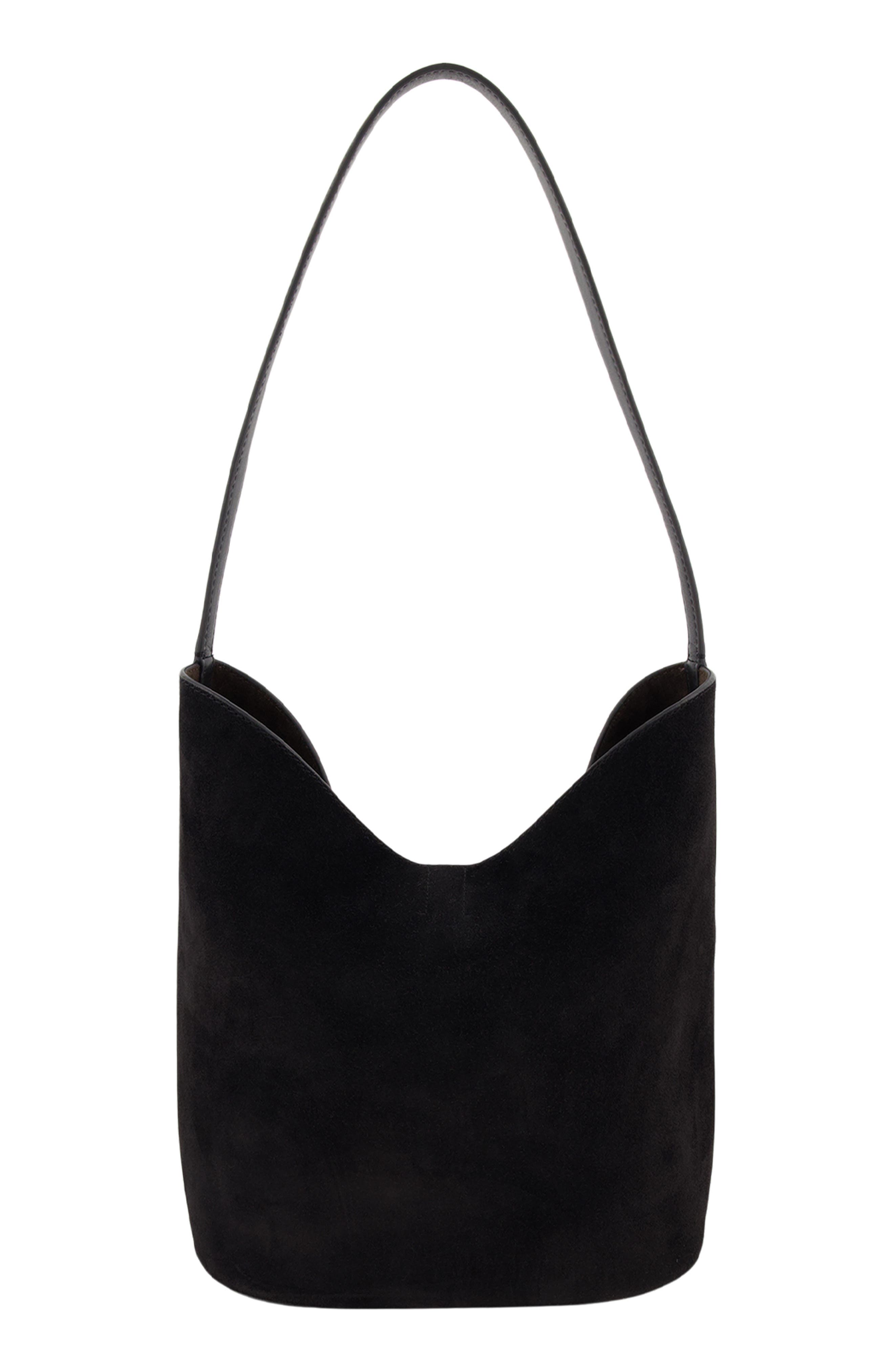 Medium Eris Suede Bucket Bag, Alternate, color, BLACK