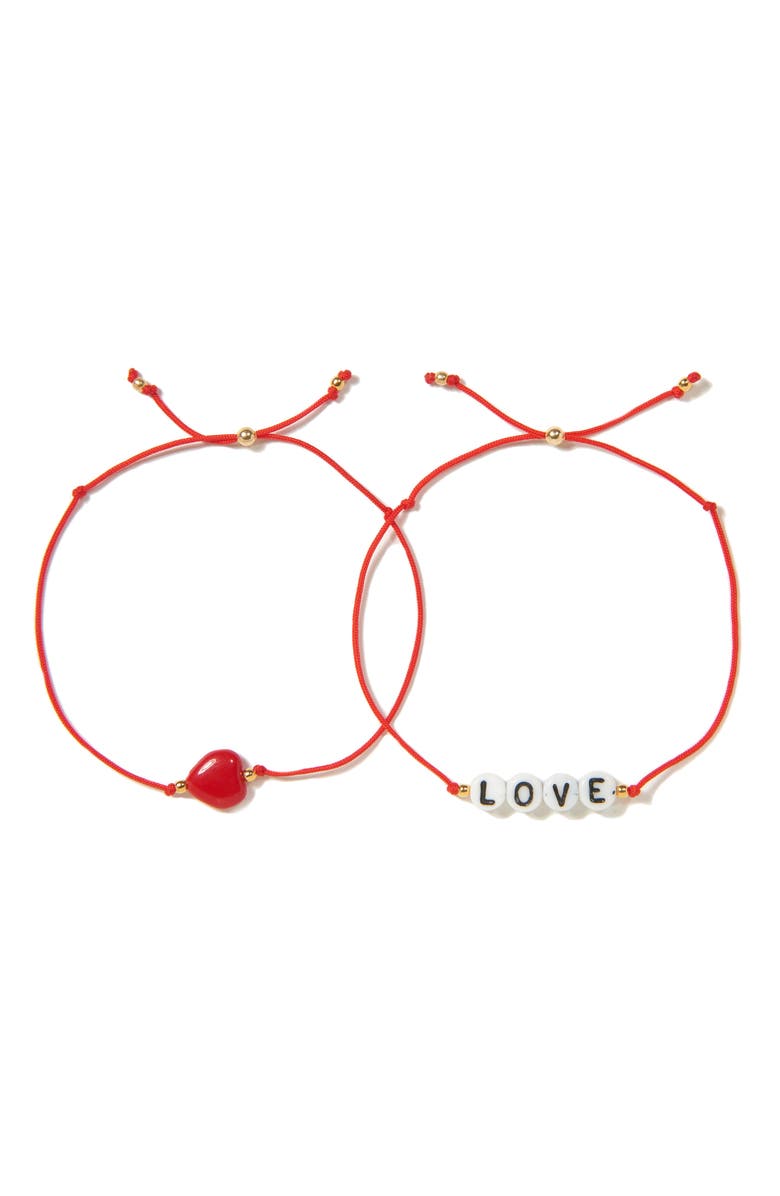 Venessa Arizaga Love Heart Bracelet Set, Main, color, Red